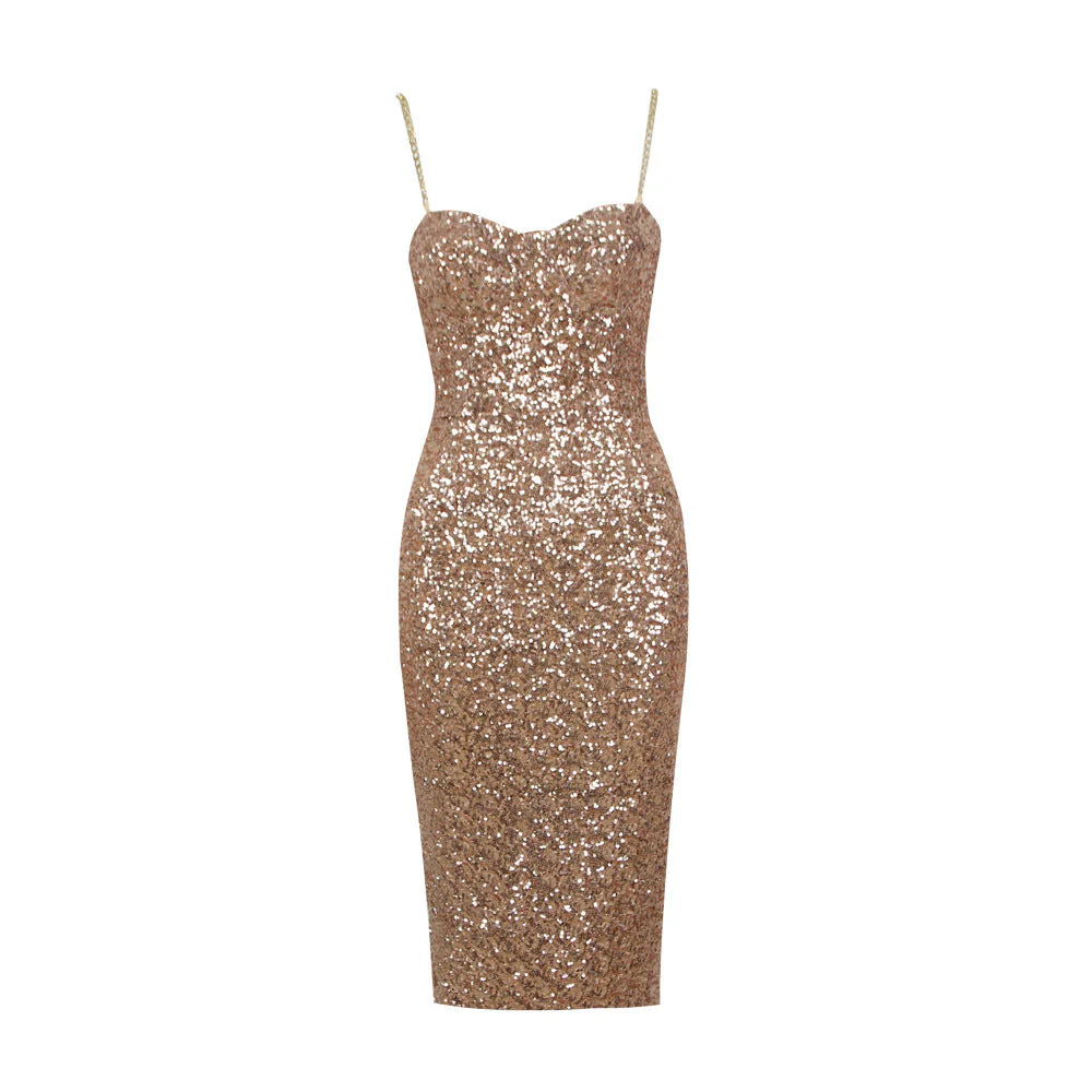 Adele| Glänzendes Midi-Kleid mit Reißverschluss - Image 5