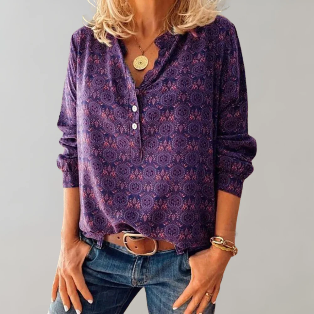 Amelia™ Damenbluse mit Boho-Print - Image 2
