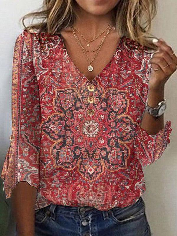 Arabella | Roter Druck Klassisches Top - Image 2