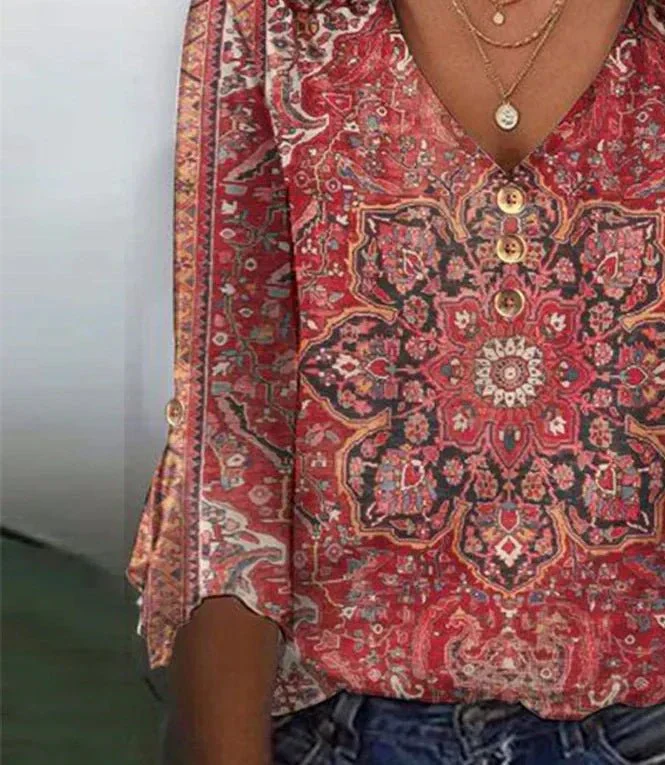 Arabella | Roter Druck Klassisches Top - Image 4