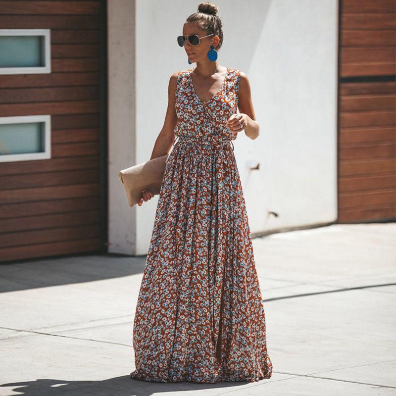 Ärmelloses Maxikleid mit Blumenmuster & Schlitz – Sommerlich & Elegant - Image 2