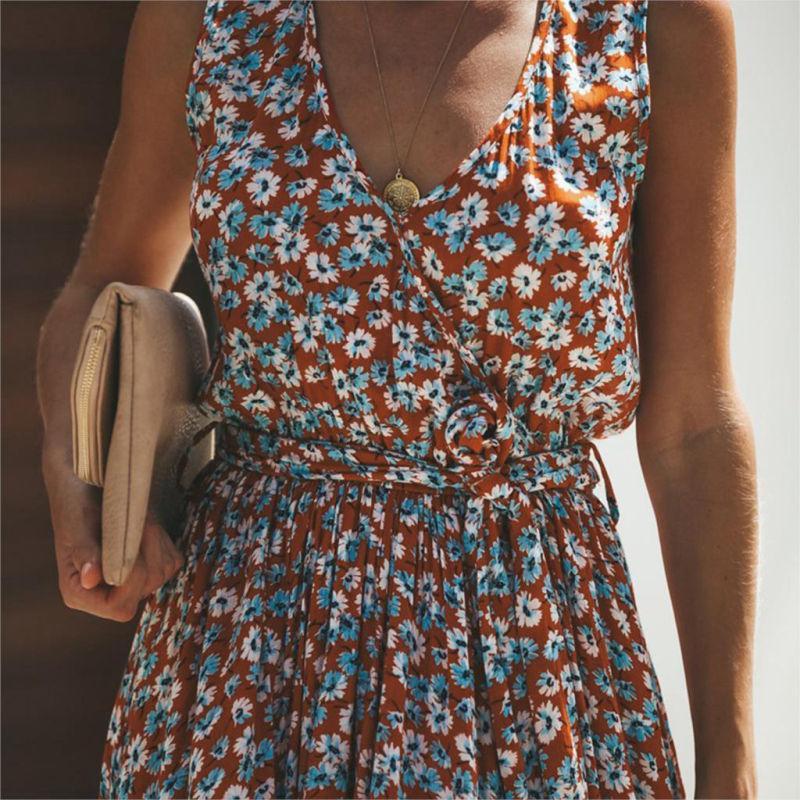 Ärmelloses Maxikleid mit Blumenmuster & Schlitz – Sommerlich & Elegant - Image 4