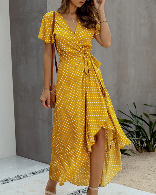 Blumenkleid mit V-Ausschnitt & Rüschen – Sommerlich & Elegant - Image 6