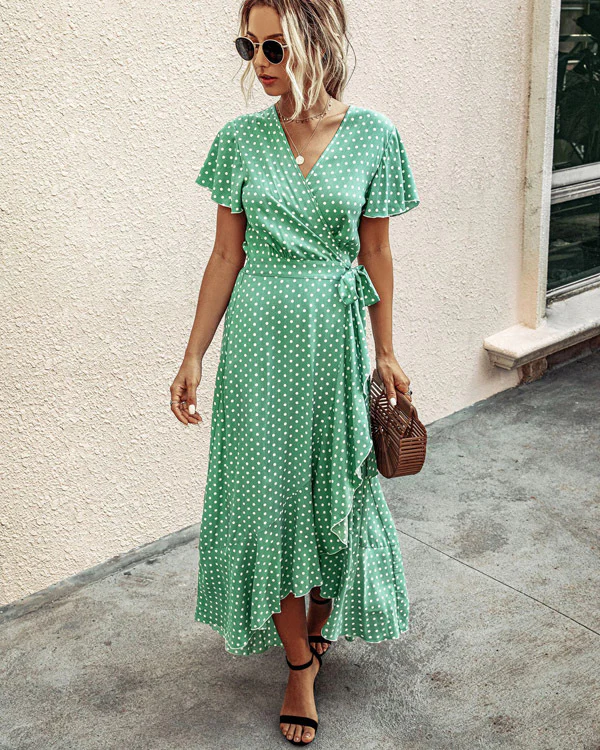 Blumenkleid mit V-Ausschnitt & Rüschen – Sommerlich & Elegant - Image 8