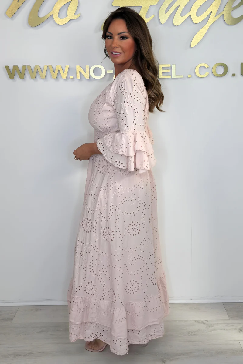 Boho Maxikleid mit Rüschärmeln und Stickerei - Image 10