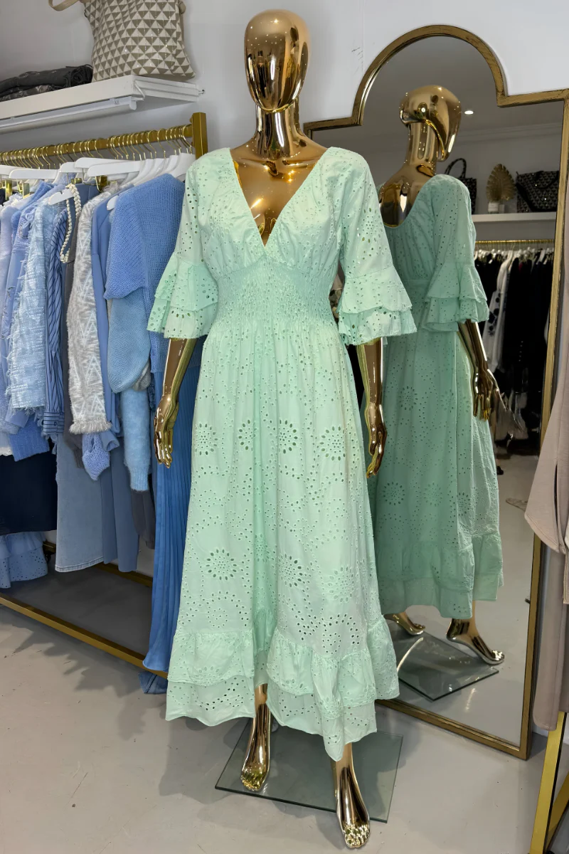 Boho Maxikleid mit Rüschärmeln und Stickerei - Image 11
