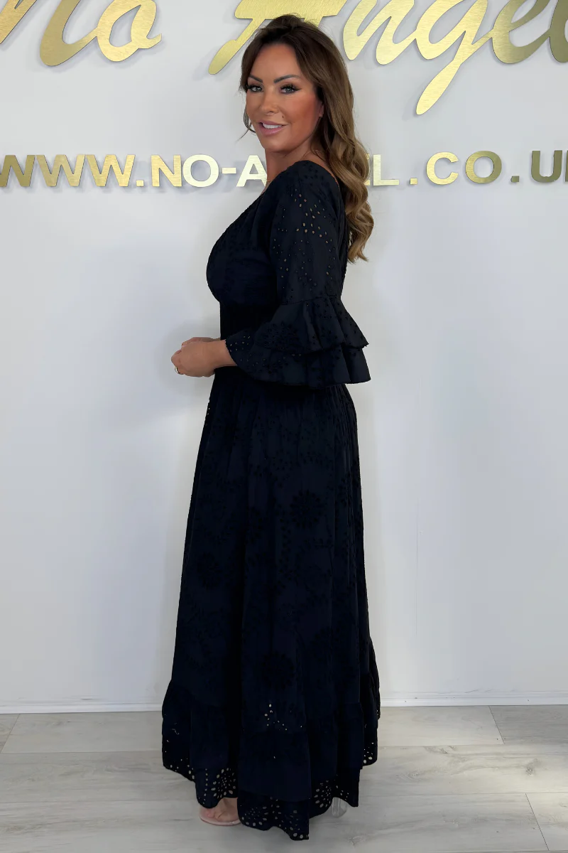 Boho Maxikleid mit Rüschärmeln und Stickerei - Image 2