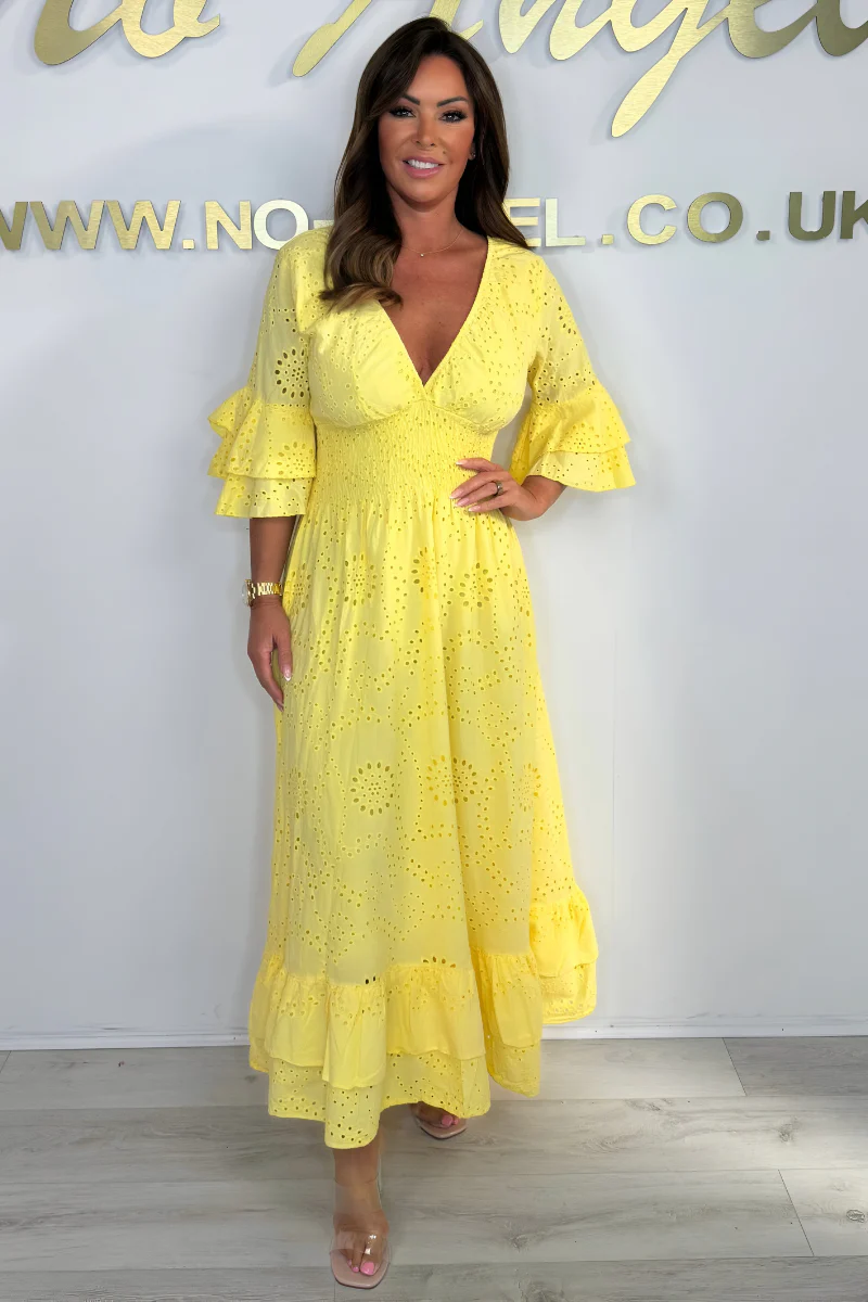 Boho Maxikleid mit Rüschärmeln und Stickerei - Image 3