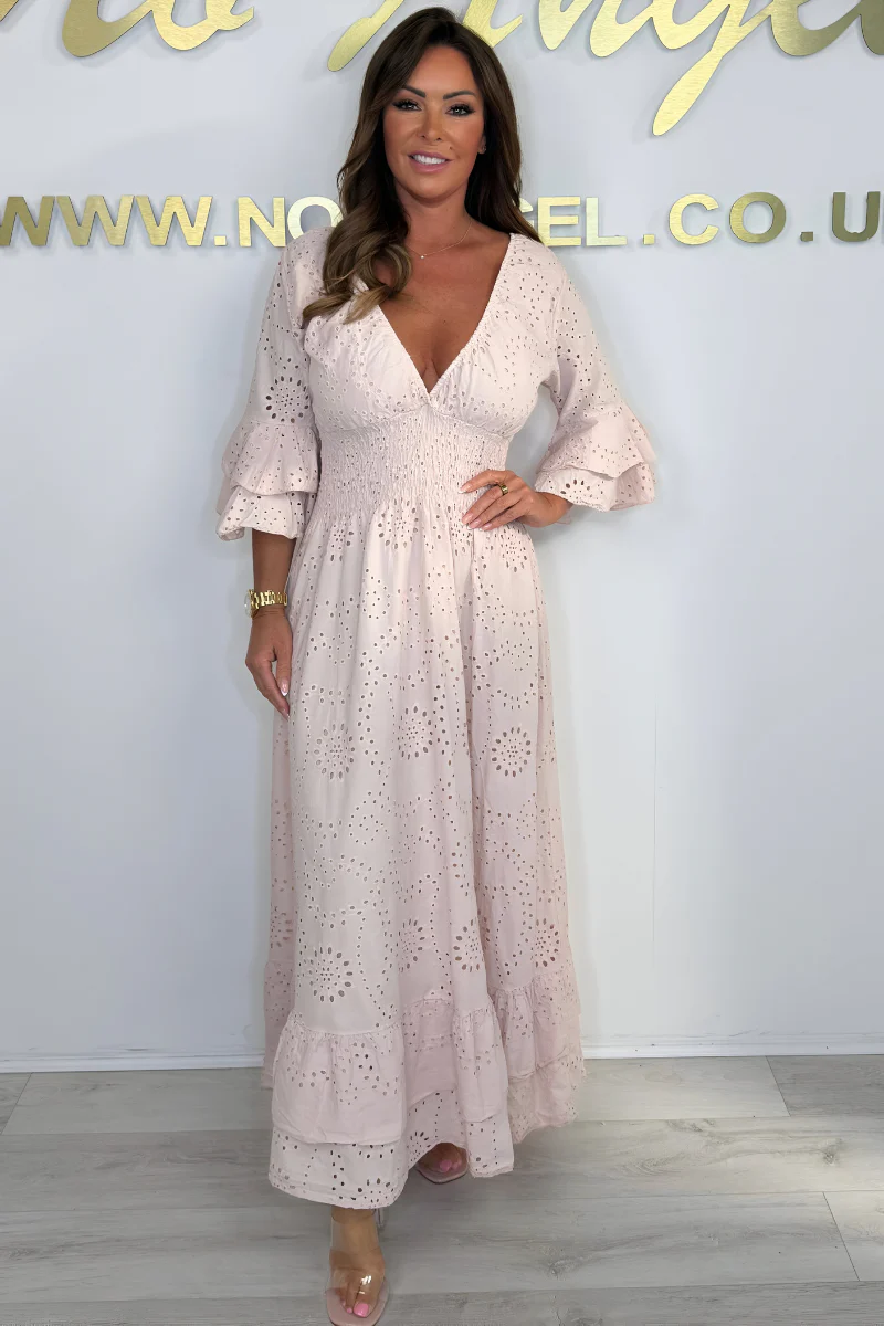 Boho Maxikleid mit Rüschärmeln und Stickerei - Image 9
