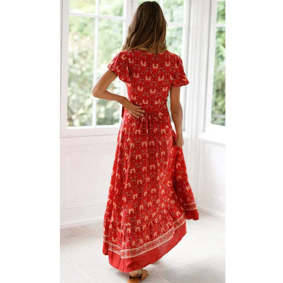 Boho Maxikleid mit Wickeloptik & Schlitzen – Sommerlich & Feminin - Image 2