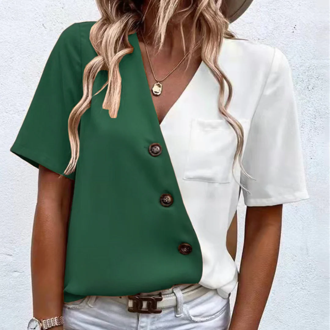 Caroline™ Damen Colorblock Bluse - Image 4