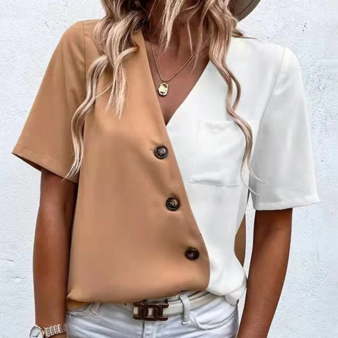 Caroline™ Damen Colorblock Bluse - Image 5