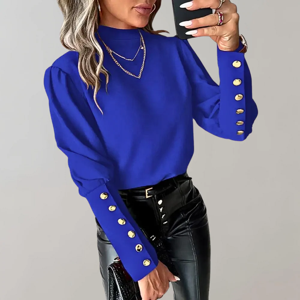 Cheryl™ Damen Top mit goldenen Knopfdetails - Image 2