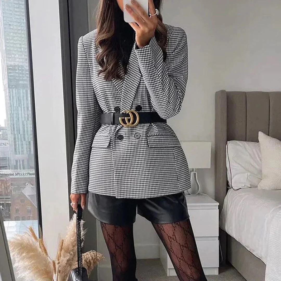 Chloe™ Damen Karierter Blazer - Image 8