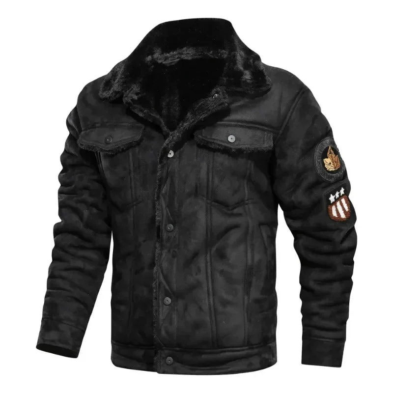 Elegante warme Fleece-Lederjacke - Image 2