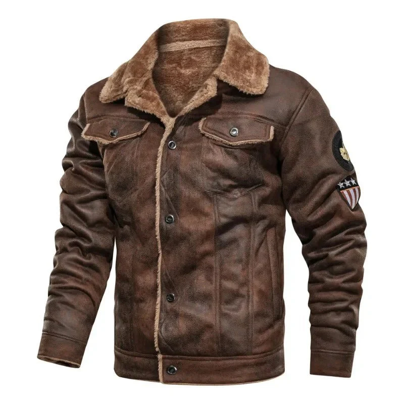 Elegante warme Fleece-Lederjacke - Image 3