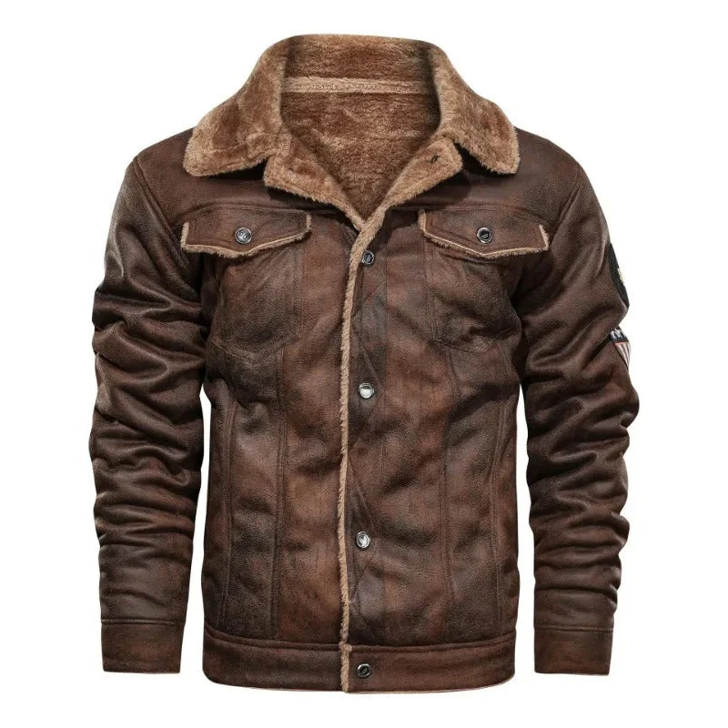Elegante warme Fleece-Lederjacke - Image 5