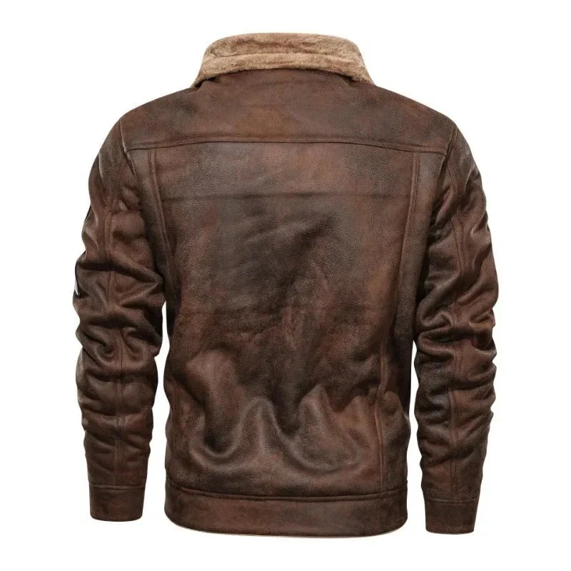 Elegante warme Fleece-Lederjacke - Image 6