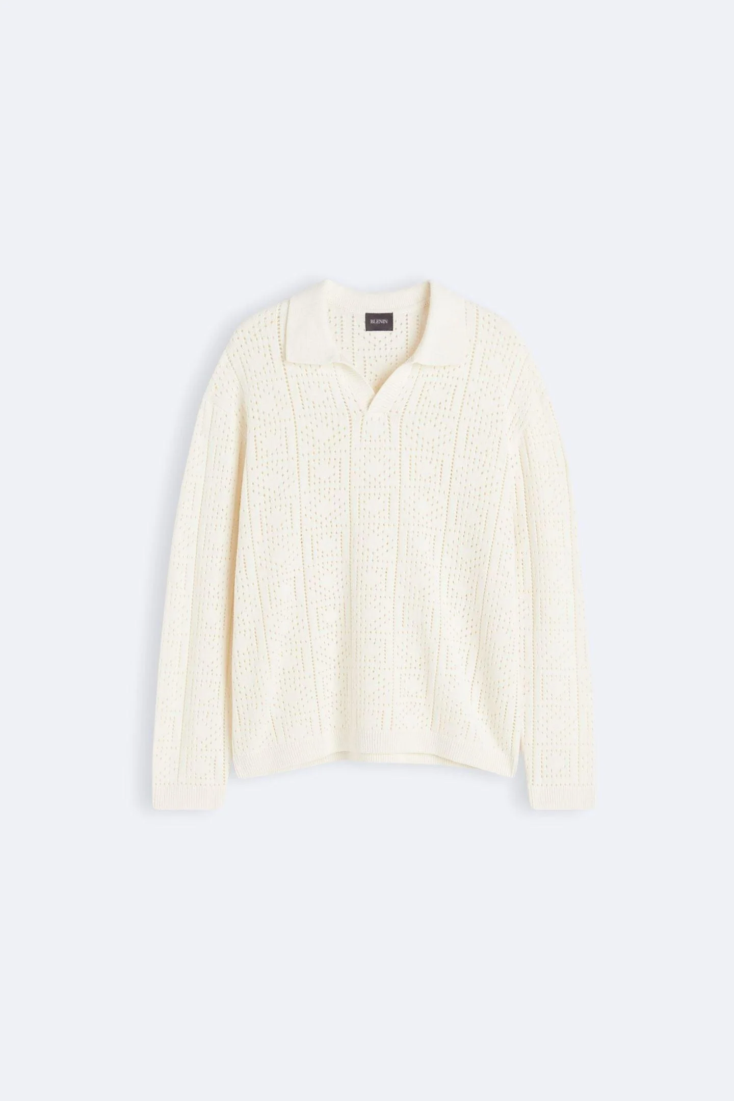 Eleganter Häkel- und Strickpullover mit Polokragen