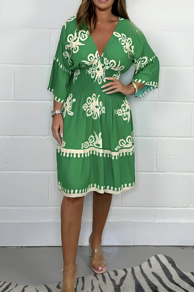 Elegantes Kleid mit Muster und V-Ausschnitt – perfekt für jeden Anlass - Image 10