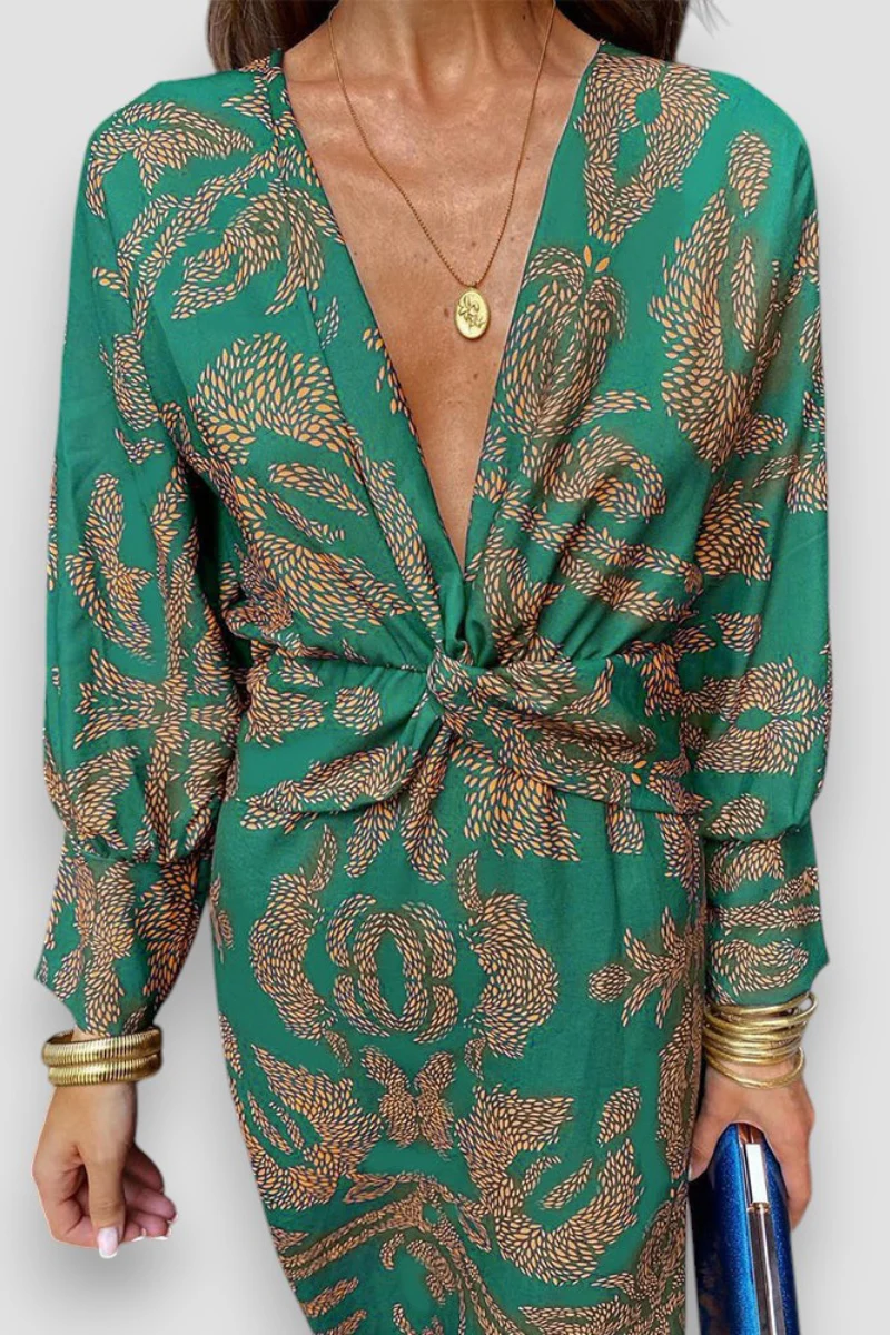 Elegantes Midi-Kleid mit Twist-Detail und Blumenmuster – Zeitlos und stilvoll - Image 4