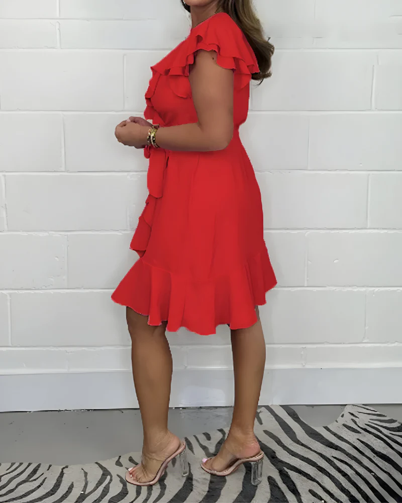 Elegantes Rüschenskleid mit V-Ausschnitt – femininer Look für jeden Anlass - Image 8