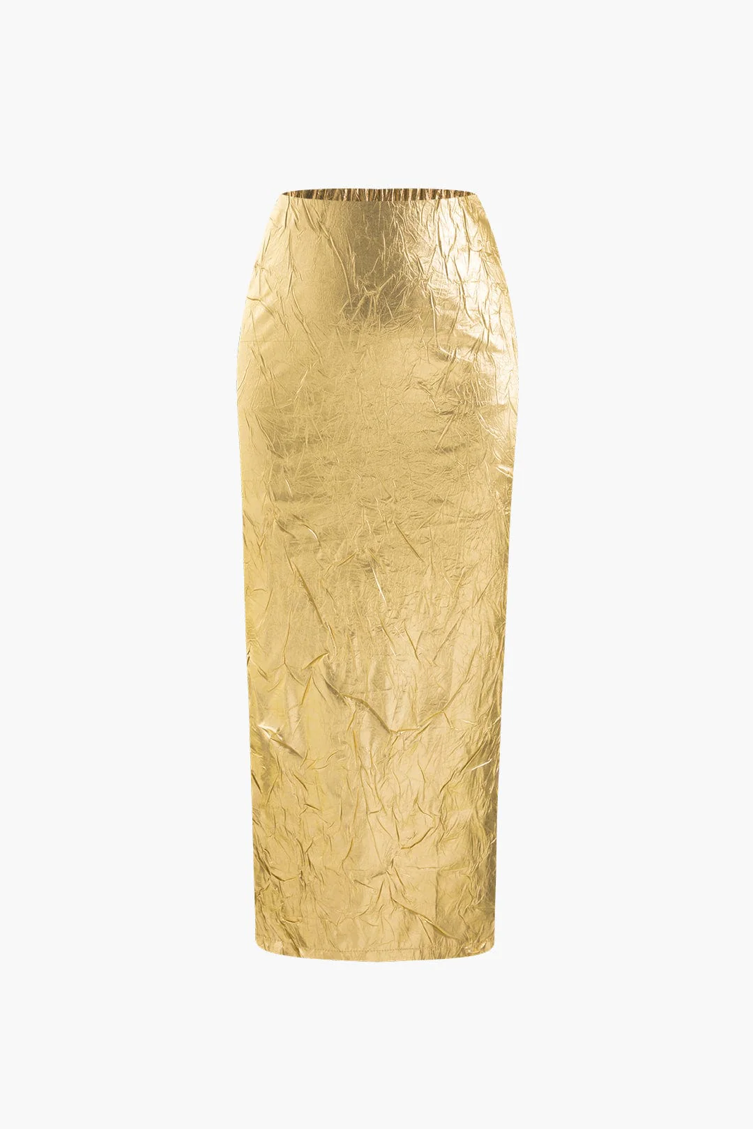 Elfriede | Glänzender Metallic-Midirock mit Crinkle-Effekt und elastischem Taillenbund - Image 2