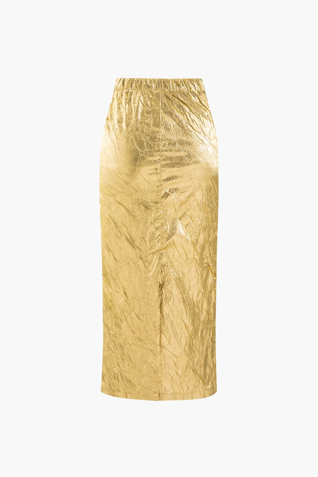 Elfriede | Glänzender Metallic-Midirock mit Crinkle-Effekt und elastischem Taillenbund - Image 3
