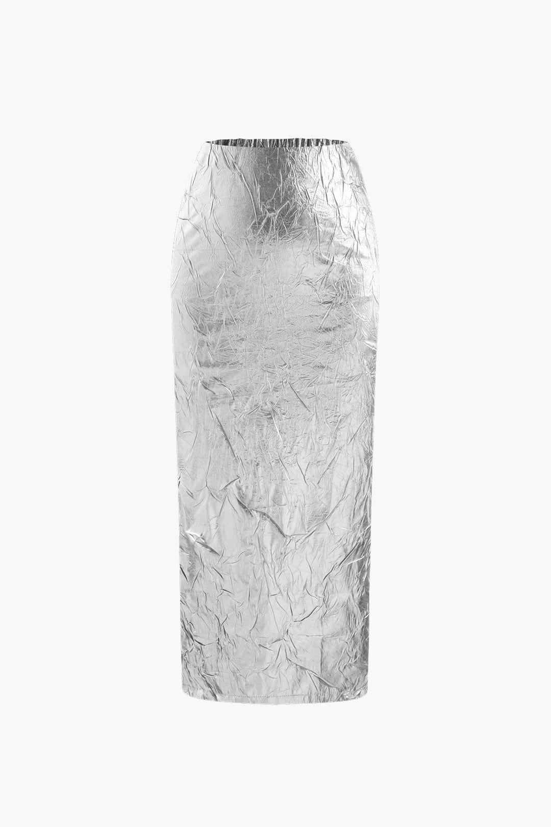 Elfriede | Glänzender Metallic-Midirock mit Crinkle-Effekt und elastischem Taillenbund - Image 4
