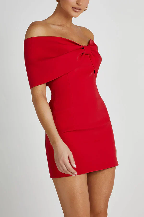 Elly | Off-Shoulder Minikleid mit Schleifendetail - Image 2