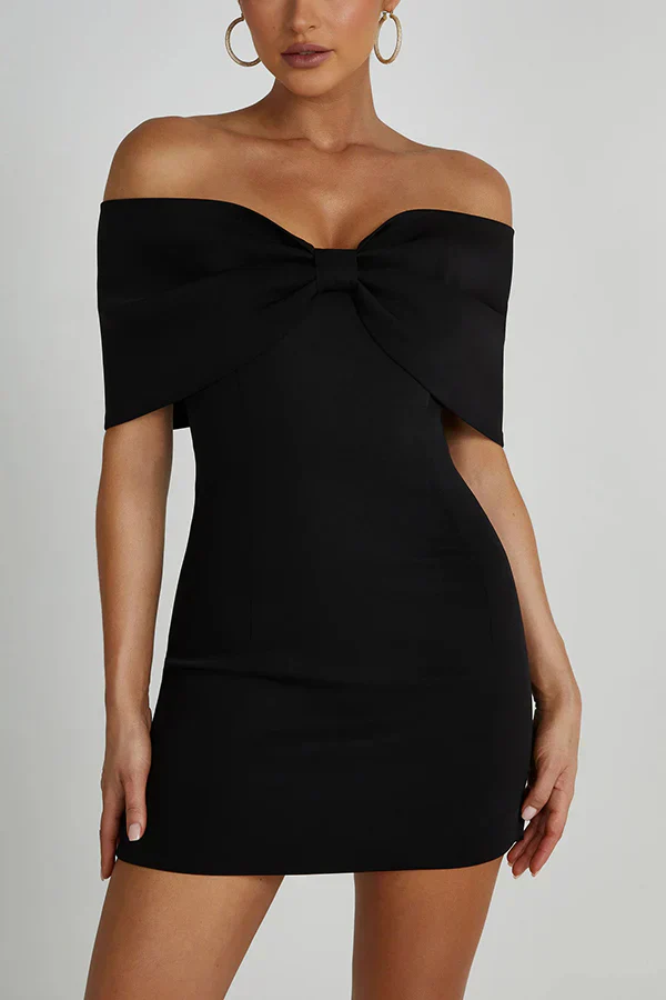 Elly | Schulterfreies Minikleid mit Schleifendetail - Image 6