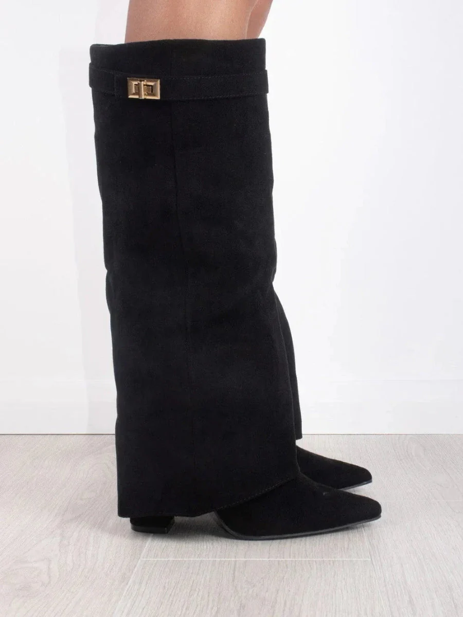 Evy | Elegante Damenstiefel aus hochwertigem Wildleder mit goldenen Akzenten - Image 3