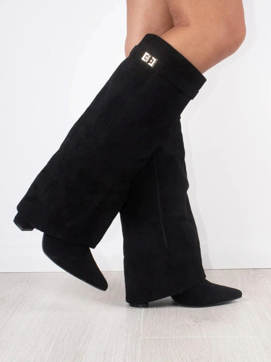 Evy | Elegante Damenstiefel aus hochwertigem Wildleder mit goldenen Akzenten - Image 4