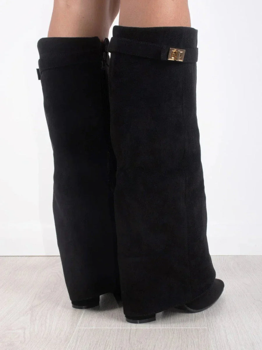 Evy | Elegante Damenstiefel aus hochwertigem Wildleder mit goldenen Akzenten - Image 6