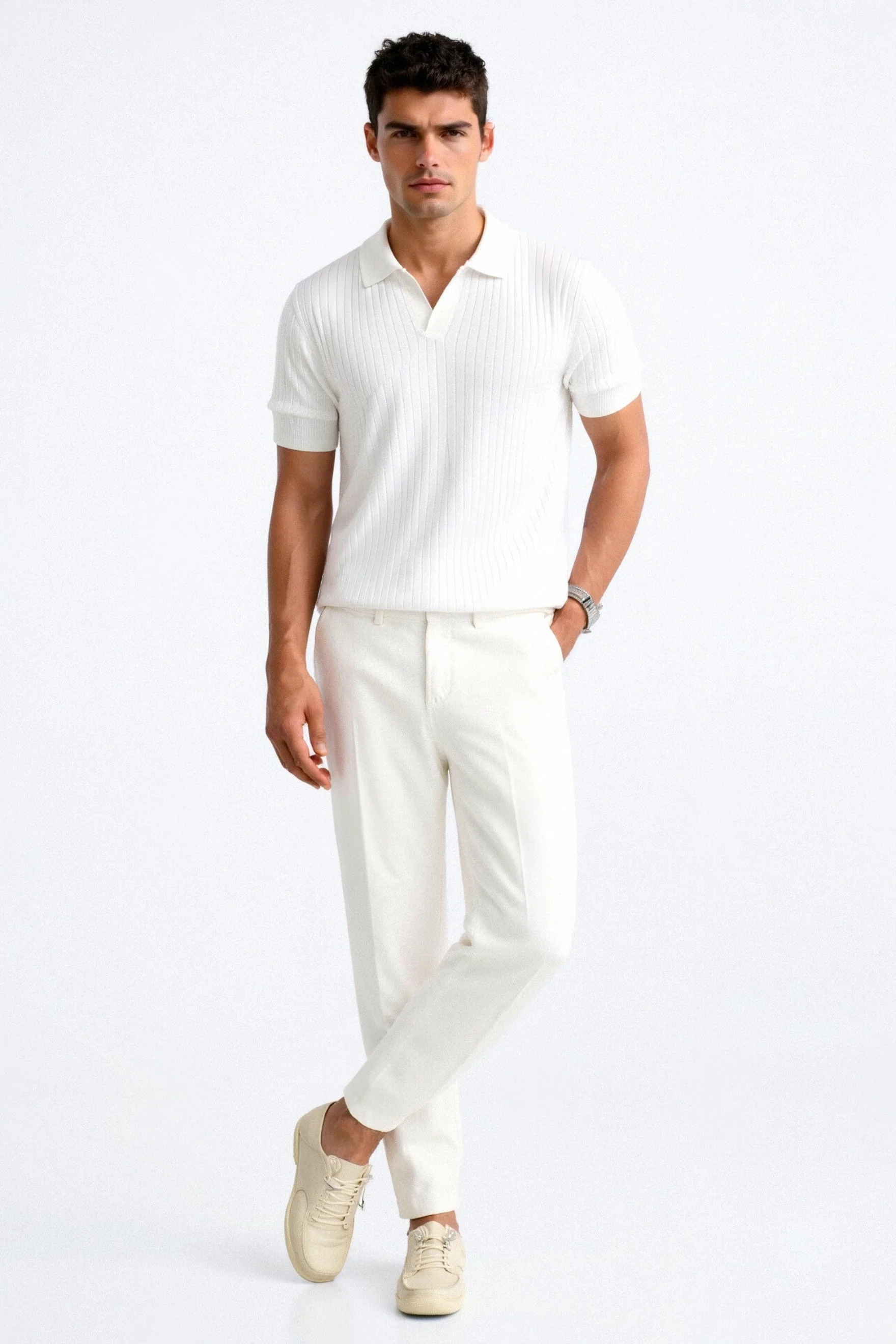 Geripptes Herren Poloshirt mit kurzen Ärmeln – Elegant & Zeitlos - Image 2