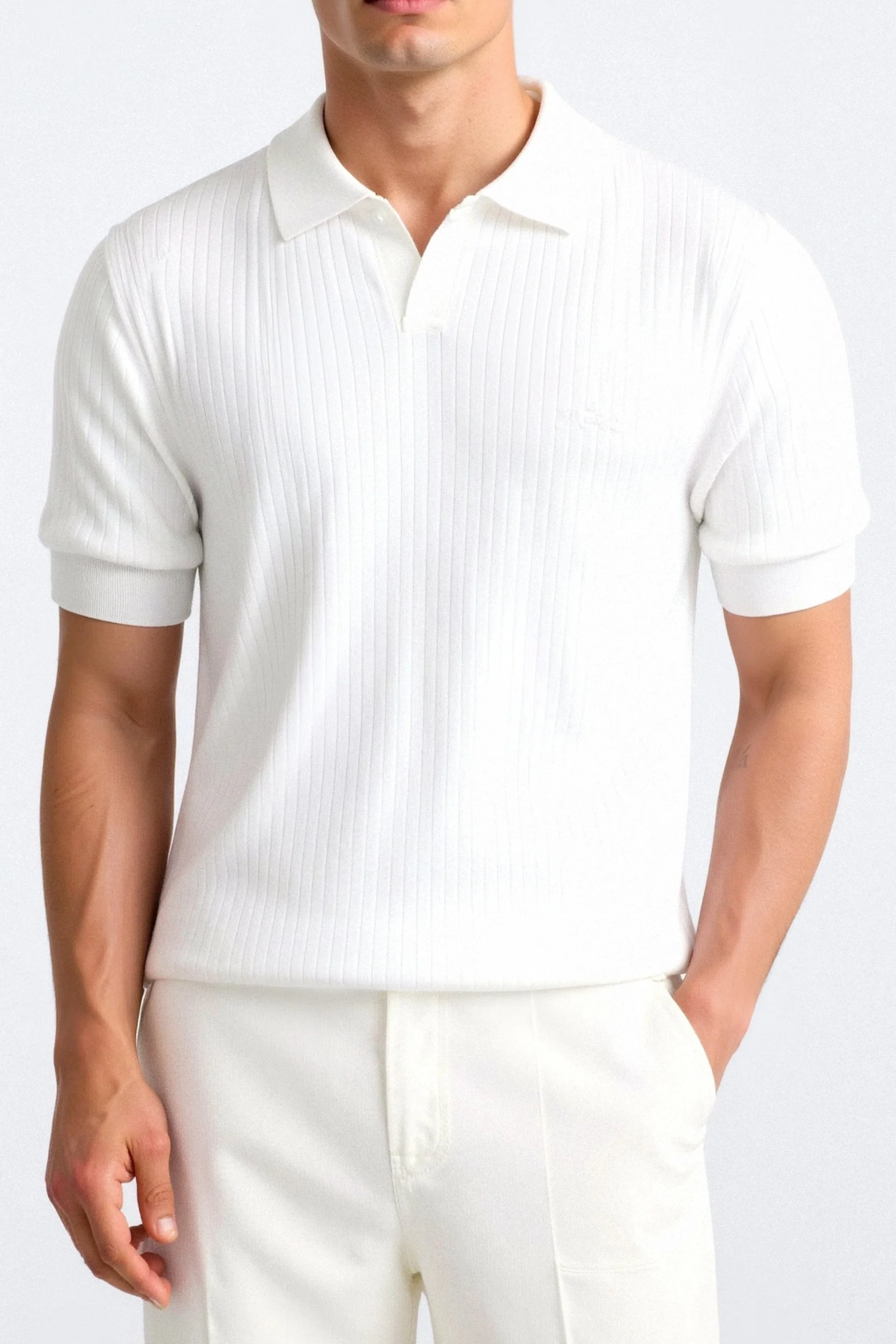 Geripptes Herren Poloshirt mit kurzen Ärmeln – Elegant & Zeitlos - Image 4