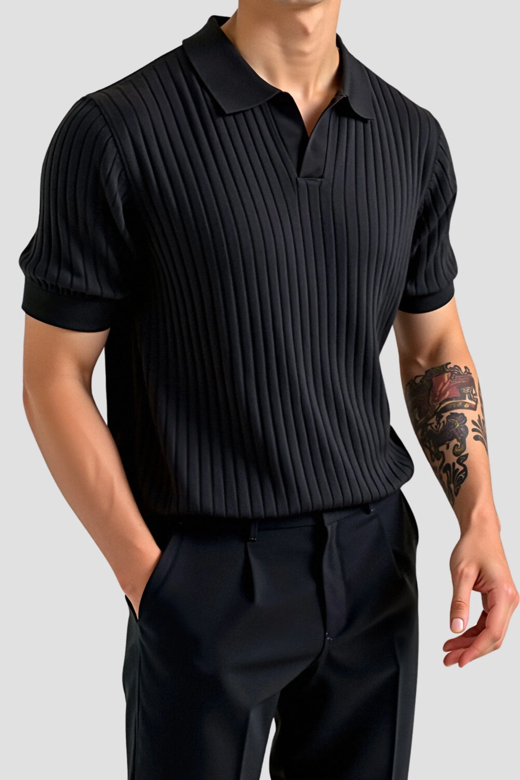 Geripptes Herren Poloshirt mit kurzen Ärmeln – Elegant & Zeitlos - Image 8