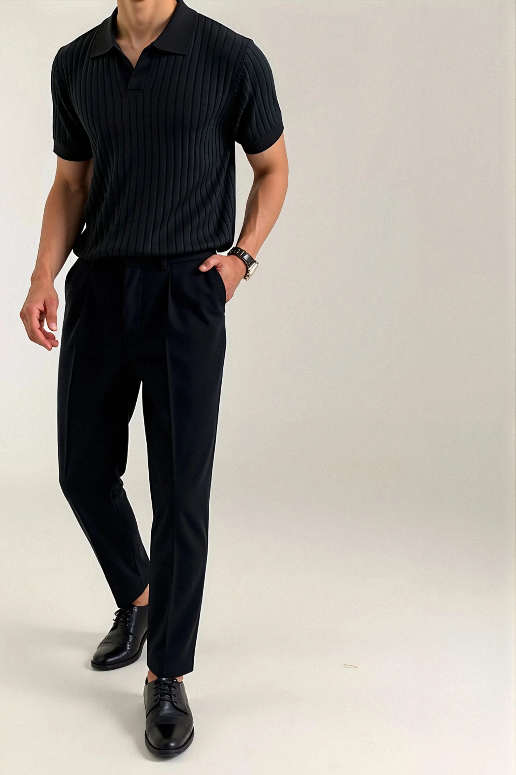 Geripptes Herren Poloshirt mit kurzen Ärmeln – Elegant & Zeitlos - Image 9