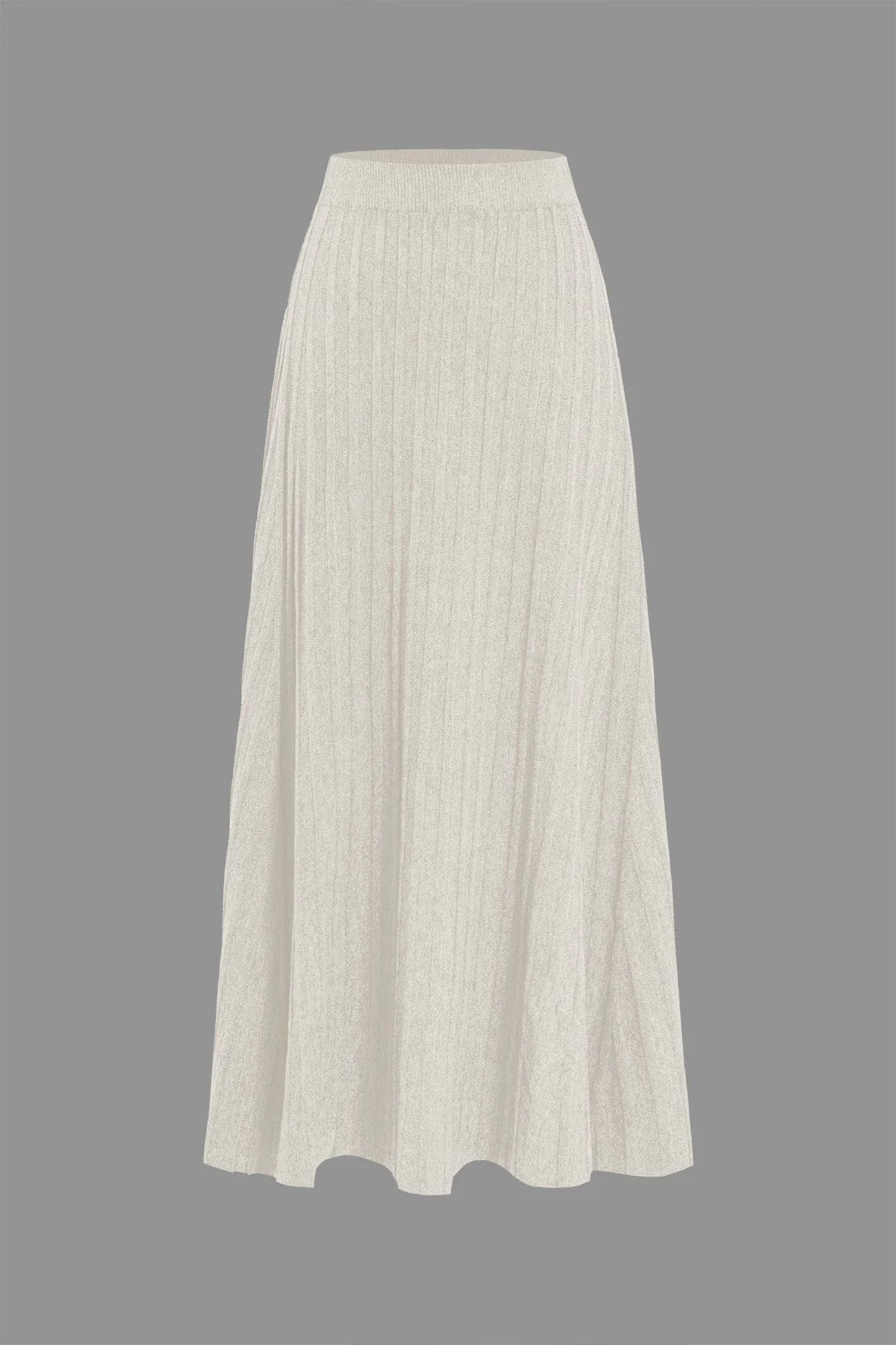 Gerlinde | Weit fallender gestrickter Midi-Rock mit Plisseefalten und elastischem Bund - Image 5