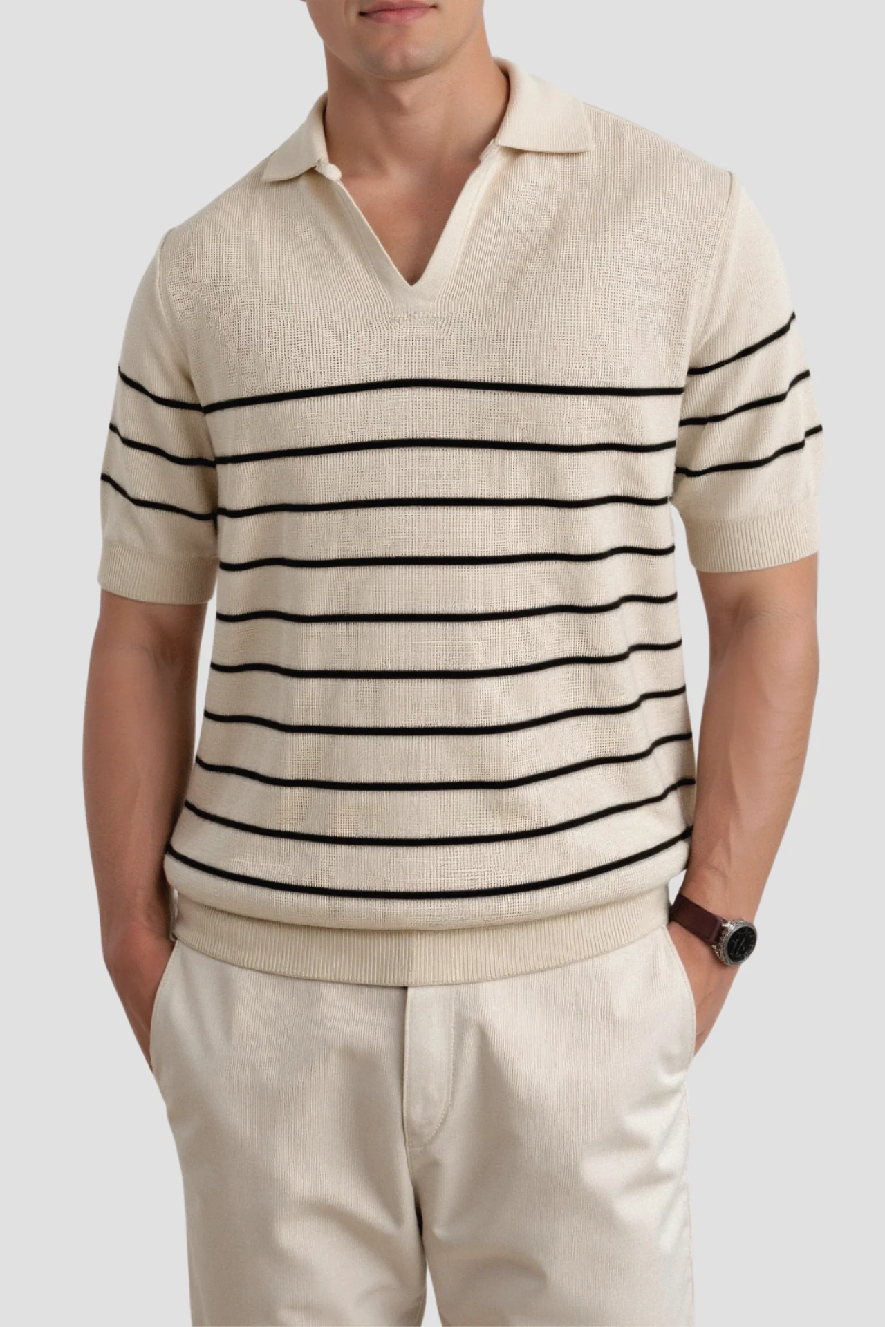Gestreiftes Herrenpoloshirt mit kurzen Ärmeln – Zeitlos & Vielseitig - Image 4