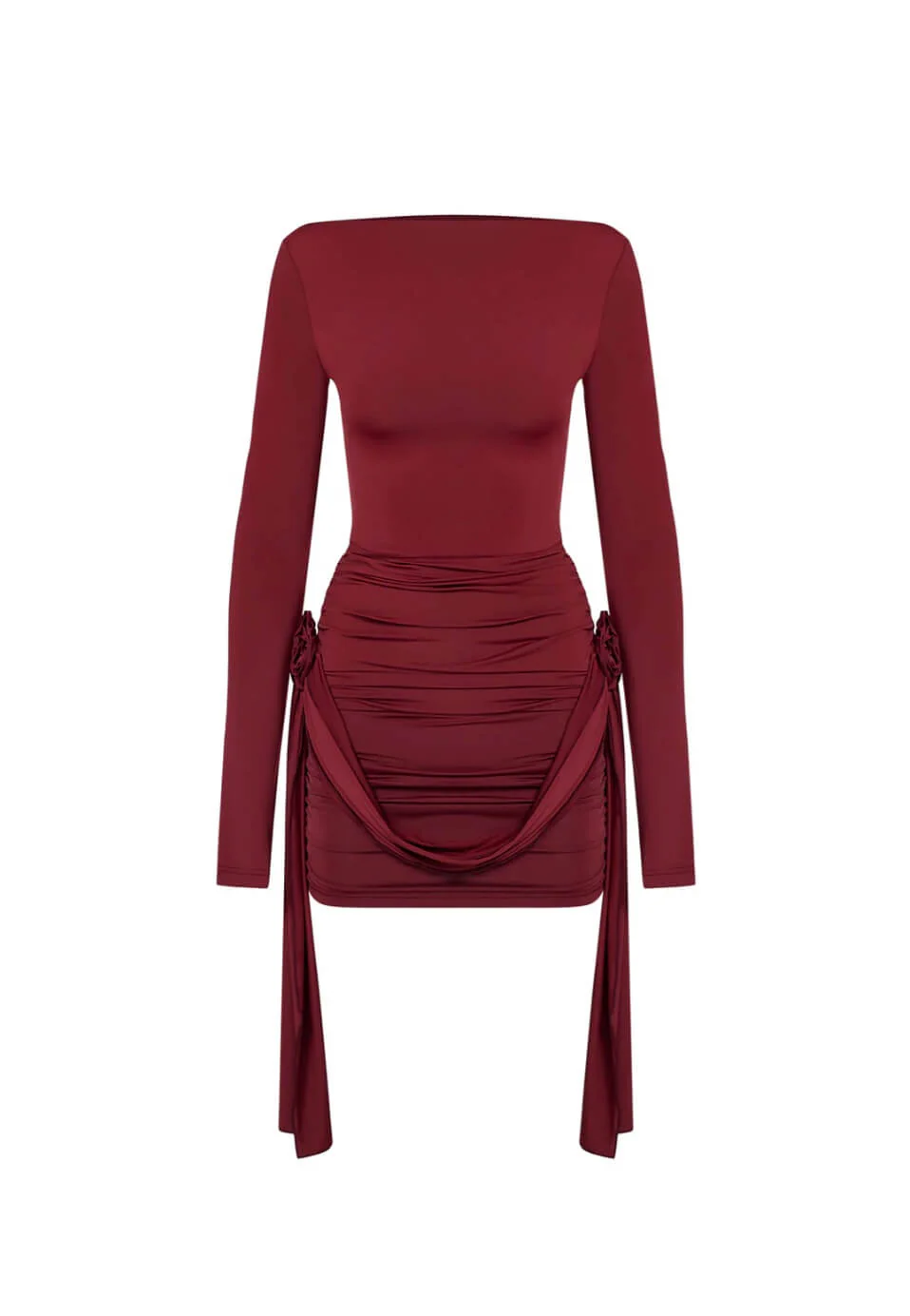 Gloria | Bodycon Mini-Kleid mit langen Ärmeln und Raffung - Image 3