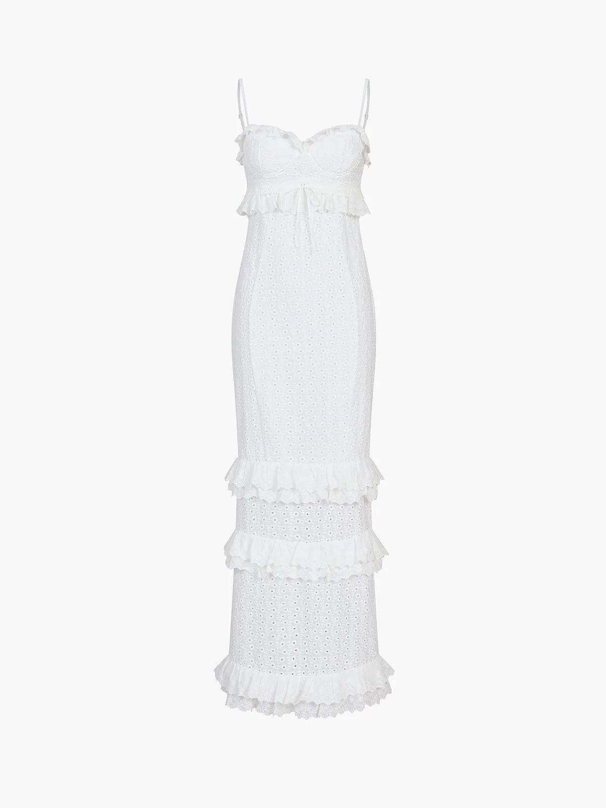 Hanna | Romantisches Spitzenkleid mit Rüschen – Feminine Eleganz in Weiß - Image 2