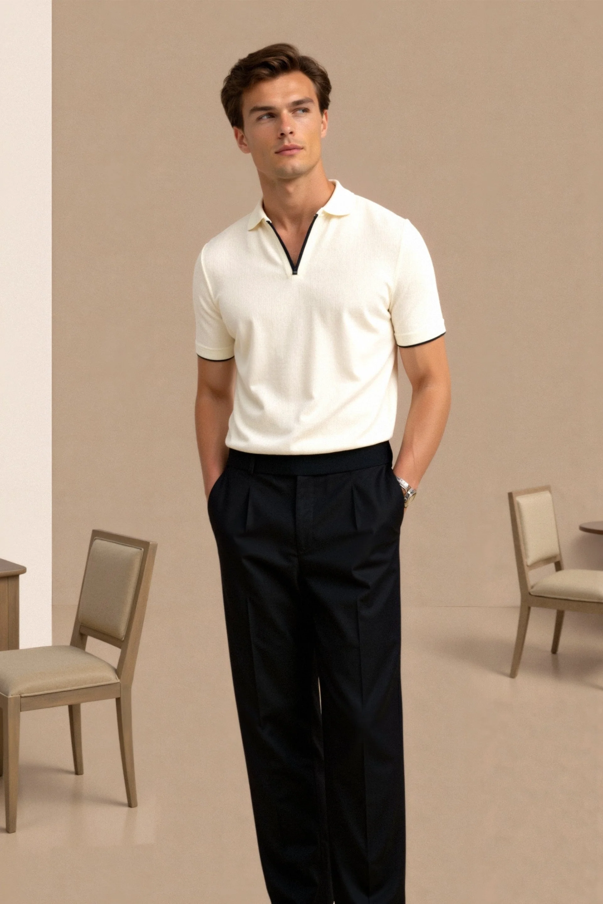 Herren Poloshirt mit Kontrastdetails – Elegant & Modern - Image 4