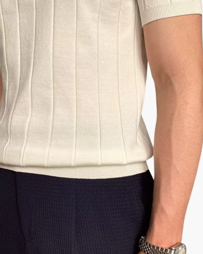 Ian | Business Casual Herren Slim Fit Strickpoloshirt mit Rippmuster - Image 3