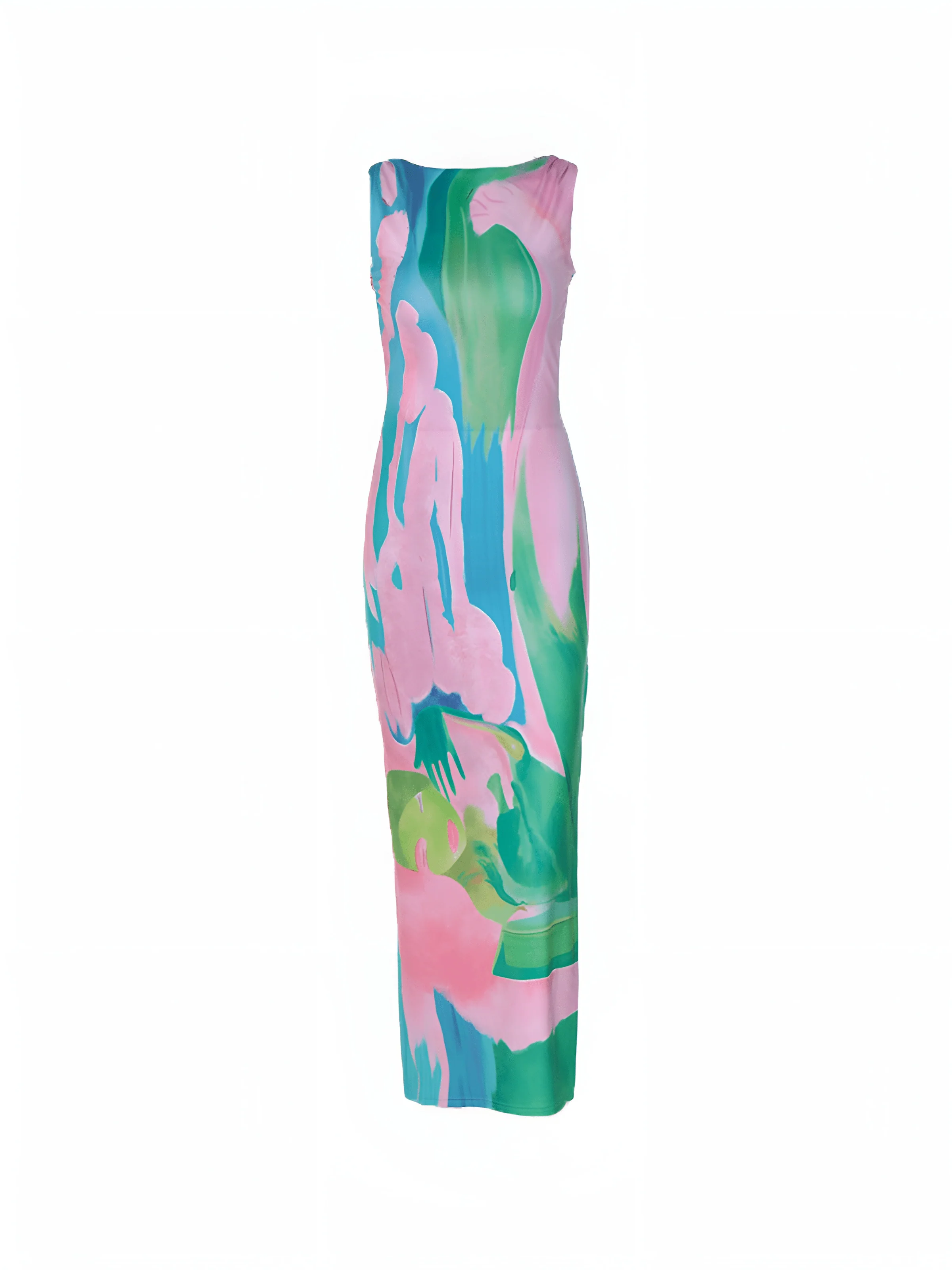 Isla | Ärmelloses Maxikleid mit Aquarelldruck – Künstlerische Eleganz - Image 4