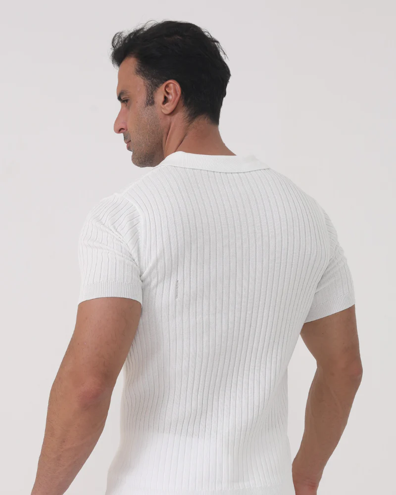 Joshua | V-Ausschnitt Ribstrick Poloshirt für Männer - Image 3