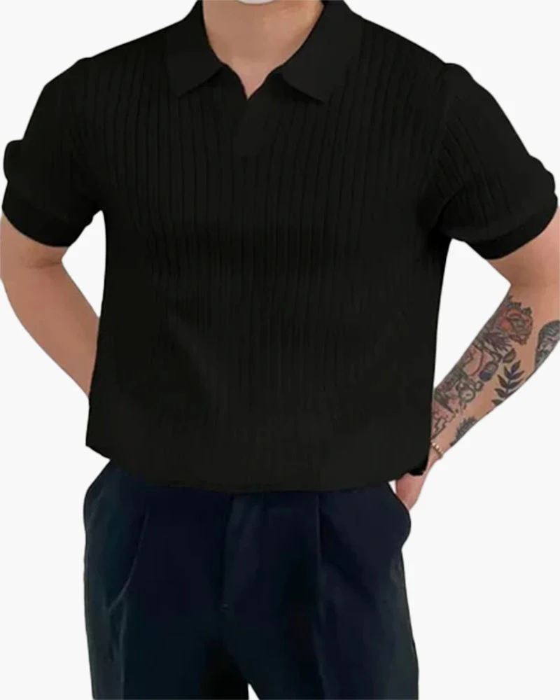 Joshua | V-Ausschnitt Ribstrick Poloshirt für Männer - Image 5
