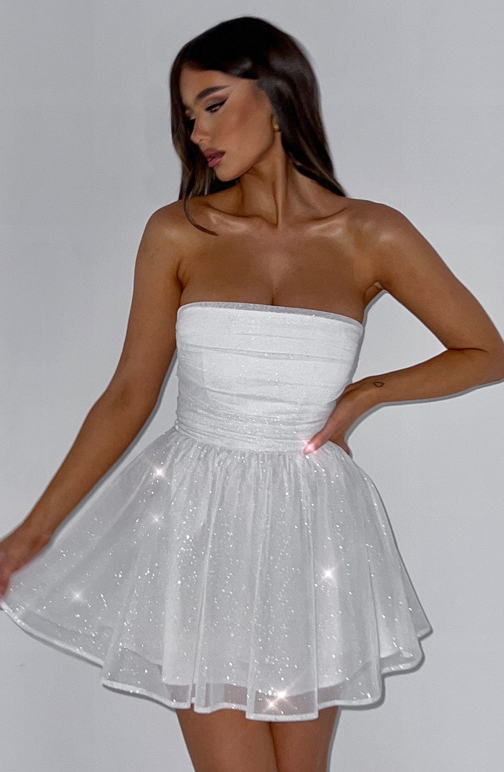 Kate | Mini Kleid Weiß Glitter - Image 5