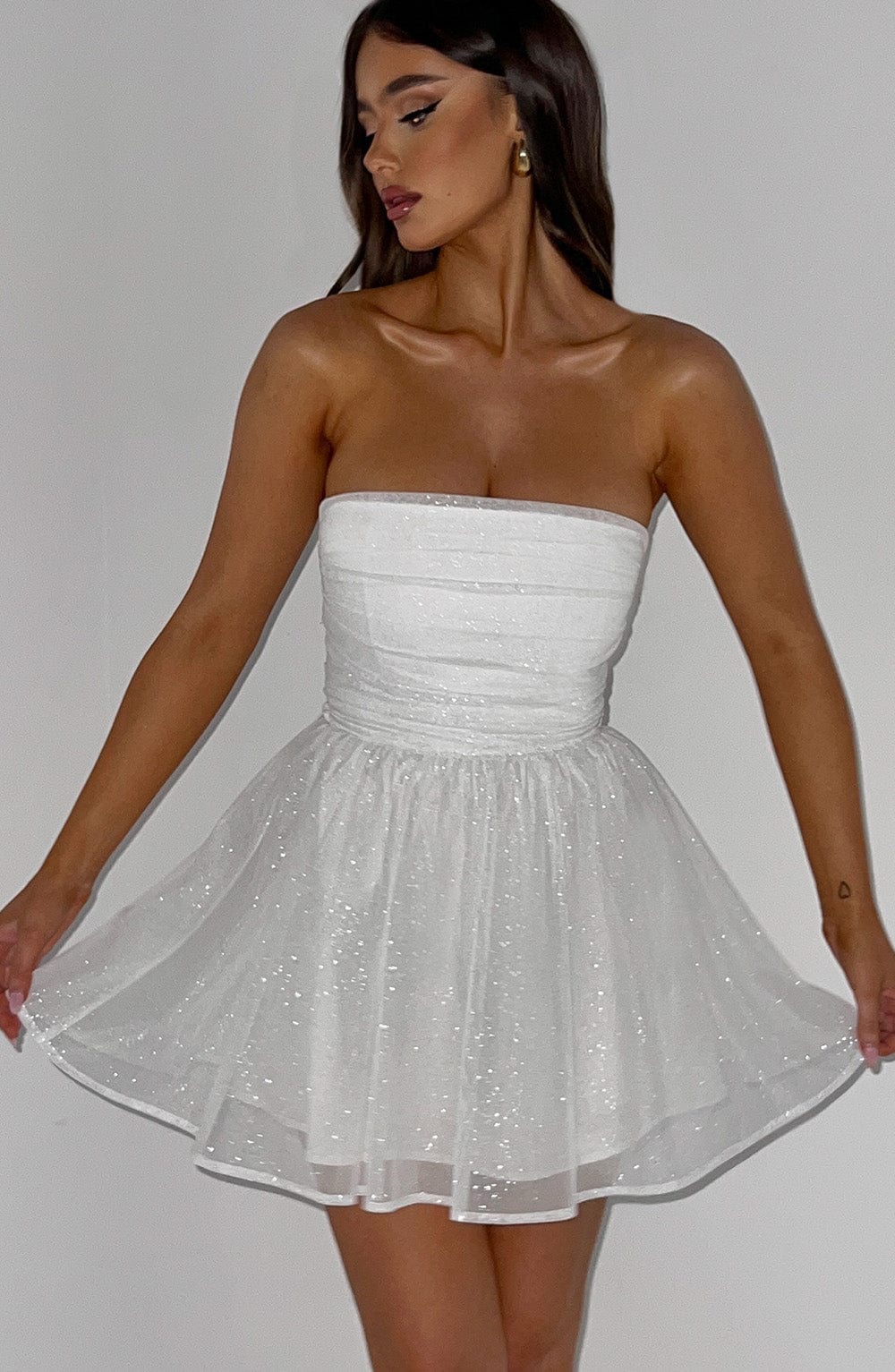 Kate | Mini Kleid Weiß Glitter - Image 6