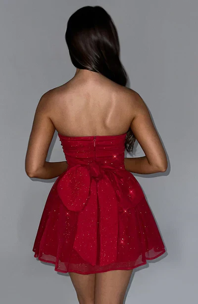 Katrina | Schulterfreies Minikleid mit Glitzerdetails und Ausgestelltem Rock - Image 7